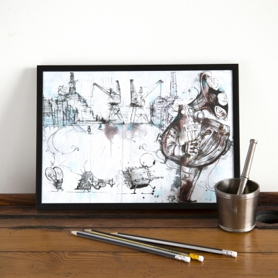 Retro Robot Print A4 size, steampunk print, robot print, london, scifi art, anime print, music print, Modern Art, robot illustration